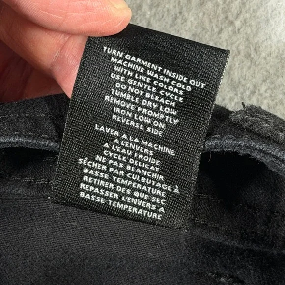 OAT New York Black High Rise Wide Leg Raw Hem Pants P0004-SJMX Size 2/26 - Picture 12 of 15